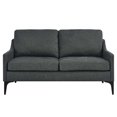 thumbnail image 5 of Loveseat Sofa Couch, Dark Grey Gray, Fabric, Mid Century Living Lounge Cafe Lobby Hospitality Restaurant, Modern Contemporary HB34317, 5 of 9