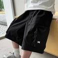 thumbnail image 6 of RMGVDSD Boy's Cargo Joggers Shorts Boy's Summer Casual Pants With Drawstring Waistband Zipper Pocket Cargo Pants And Shorts 14-15 Years/Black, 6 of 7