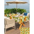 thumbnail image 5 of Outdoor Tablecloths with Umbrella Hole & Zipper, Green Orange Rectangle Tablecloth 60x120 Inch, Summer Botanical Leaves Watercolor Waterproof Table Cloth, Patio/Pool/Picnic Table Covers, 5 of 8