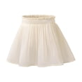 thumbnail image 5 of FRSASU Girl's Mesh Ruffled Pleated Mini Skirt with Built in Shorts Summer Slim High Waist Elegant A-Line Princess Tutu Dancing Skirt Beige, 5 of 8