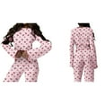 thumbnail image 3 of Conjunto de Pijamas Bonitos para Mujer, 2 Piezas, Larga, Y2K, Otoño e Invierno Cereza Rosa M, 3 of 7