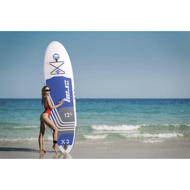 Zray 12 Foot X-Rider Epic X3 Inflatable SUP Paddle Board Kit, Blue