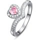 thumbnail image 3 of Emsione Anillo de compromiso de boda chapado en plata de ley 925 con topacio rosa creado con corte de corazón y circonita cúbica de varias filas onduladas, eternidad, aniversario, boda, 3 of 5