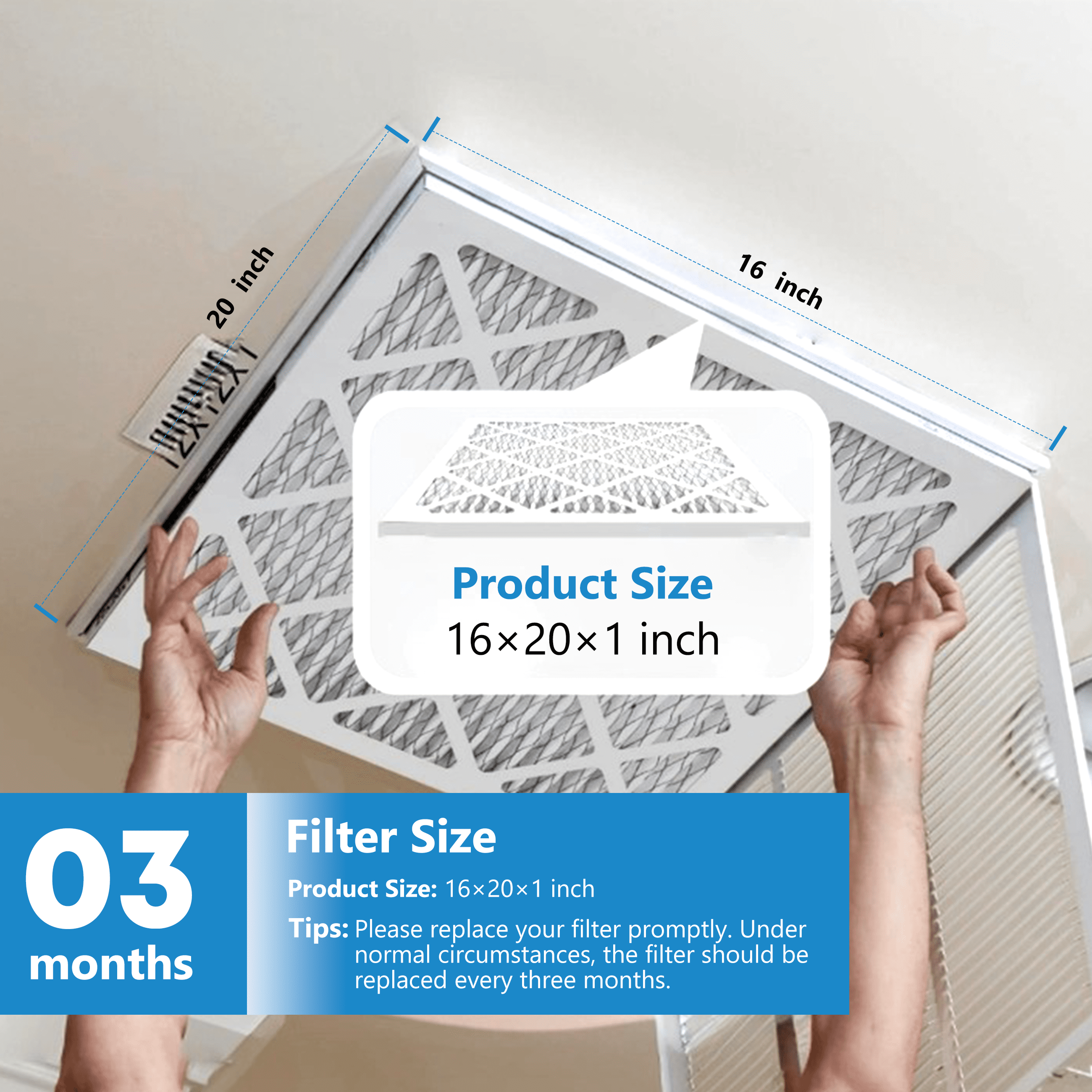 SUIXINEYI 16x20x1 HVAC Furnace MERV 11 Air Cleaning Filter Pleated Air Filters,4 Packs