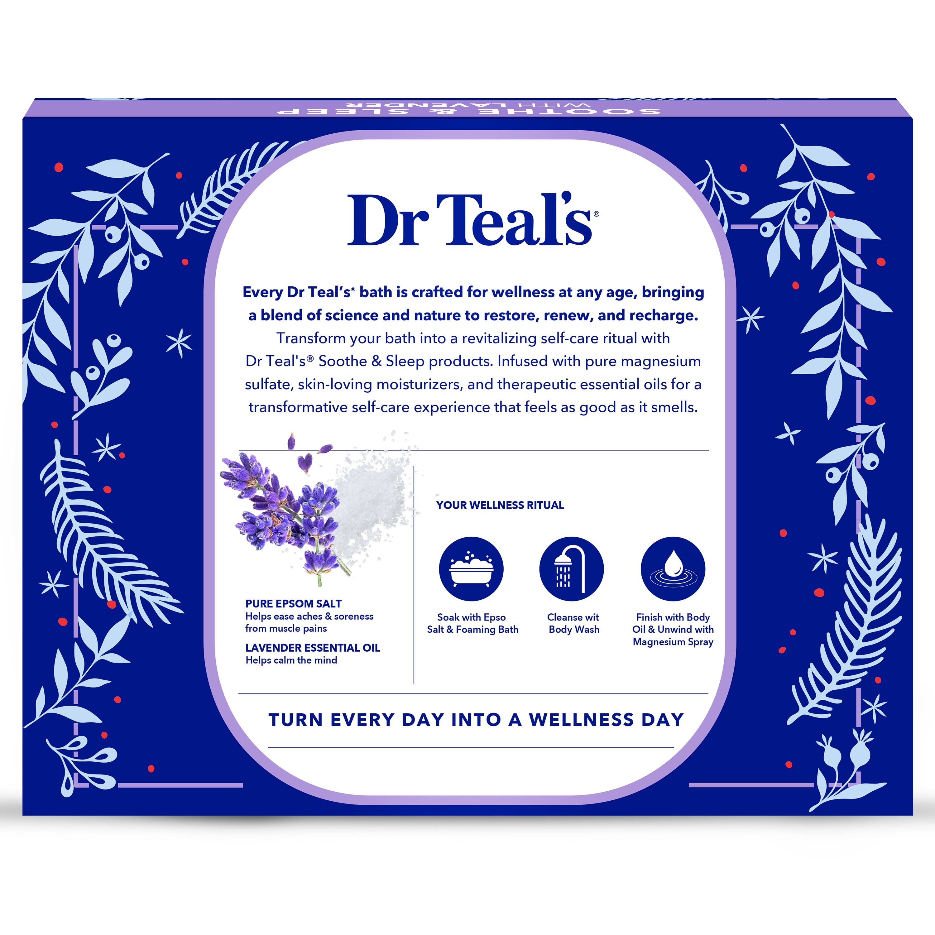 Dr Teal's Wellness Essentials Soothe & Sleep with Lavender Bath & Body Gift Set, 5 Piece