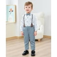 thumbnail image 7 of ZOEREA Toddler Baby Boy Suit Clothes Gentleman Wedding Outfits Long Sleeve Dress Shirt + Suspender Pants + Bowtie 1-5T, 7 of 7