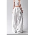 thumbnail image 2 of Pantalones cargo holgados y holgados for mujer, pantalones largos de cintura alta con retales de encaje y cierre de cordón, 2 of 7