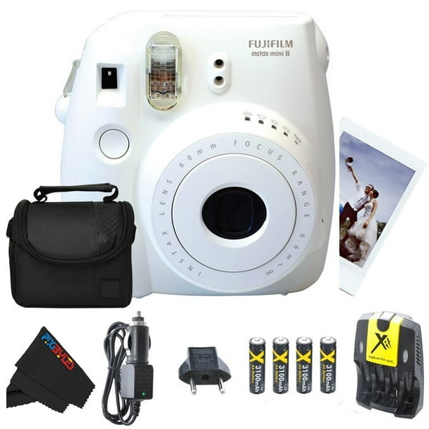 zweer middernacht Makkelijk te begrijpen Fujifilm Instax Mini 8 Instant Film Camera (White) + 4 AA Ultra High  Capacity 3100mah Rechargeable Batteries with AC/DC Travel Turbo Quick  Charger + Soft Padded Carry Case + PixiBytes Exclusive Cleani - Walmart.com