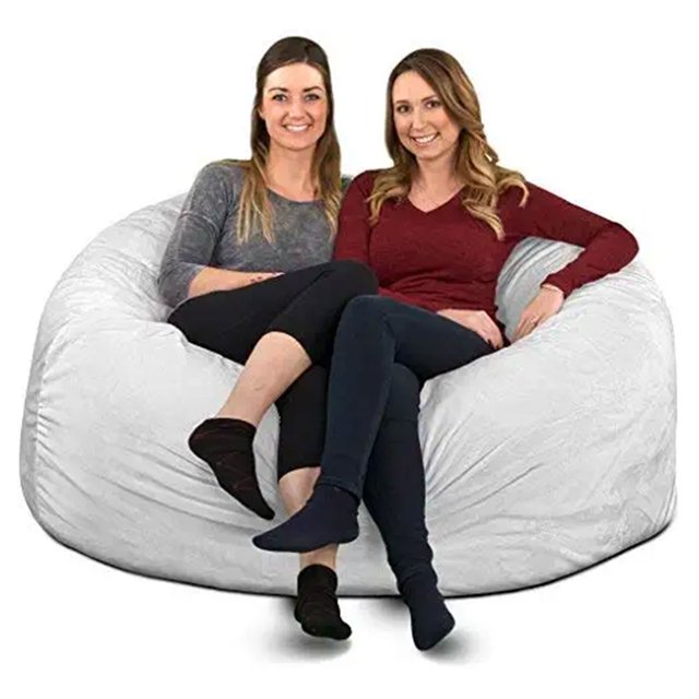 Ultimate Sack 5 Foot Foam Filled Washable Fur Covered Bean Bag Chair, Ivory