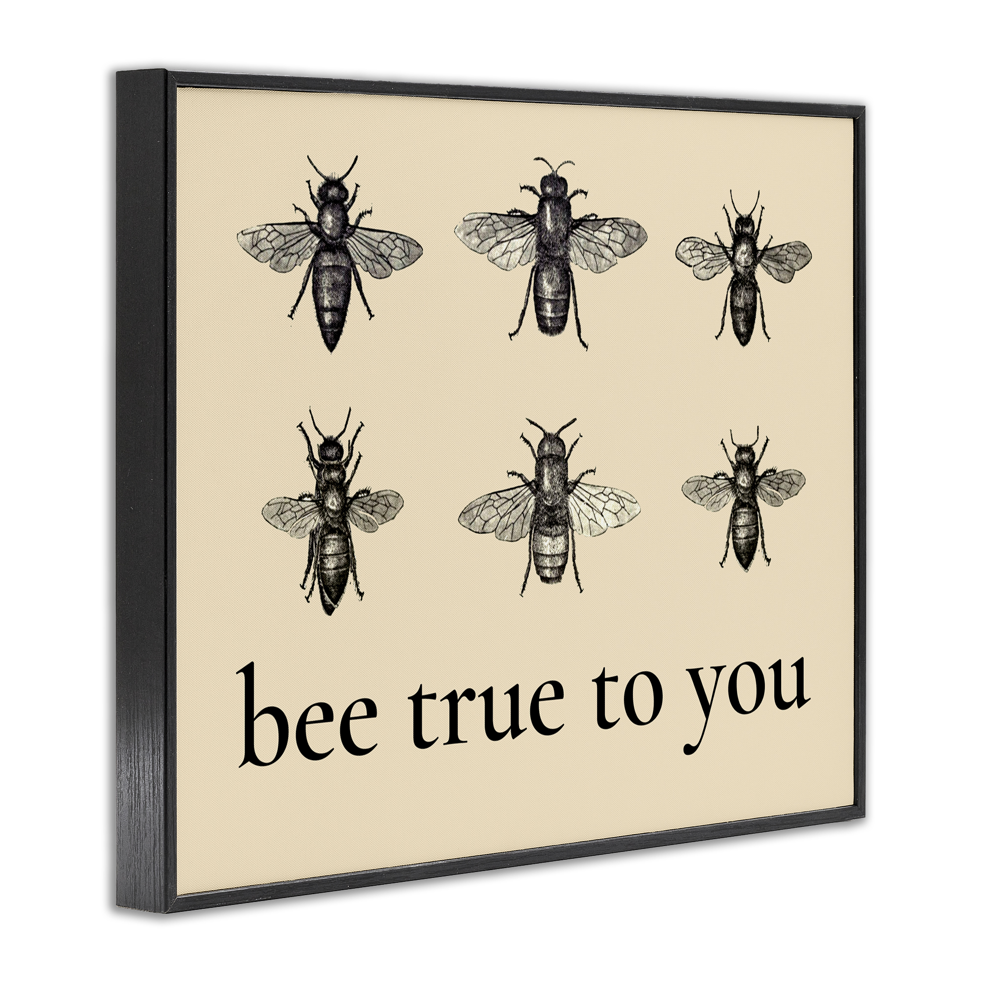 Bee True To You Inspiration Black Framed Giclee Art, design by Lettered and Lined