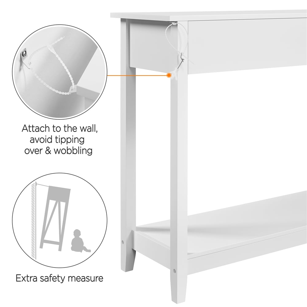 Topeakmart 3-Drawer Wooden Console Table Entryway Table with Storage Shelf Pine Wood Legs, White