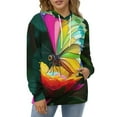 thumbnail image 4 of Colorful Butterfly Floral Print Men's Women Vintage 3D Hooded Sweatshirt - All-Season Loose Fit Streetwear, 4 of 6