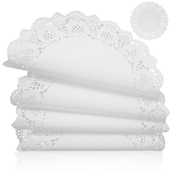 Raindrops 100 Pcs Lace Paper Doilies Round Paper Cupcake Liners Doilies Lace Paper Cake Pads for Birthday Wedding Party