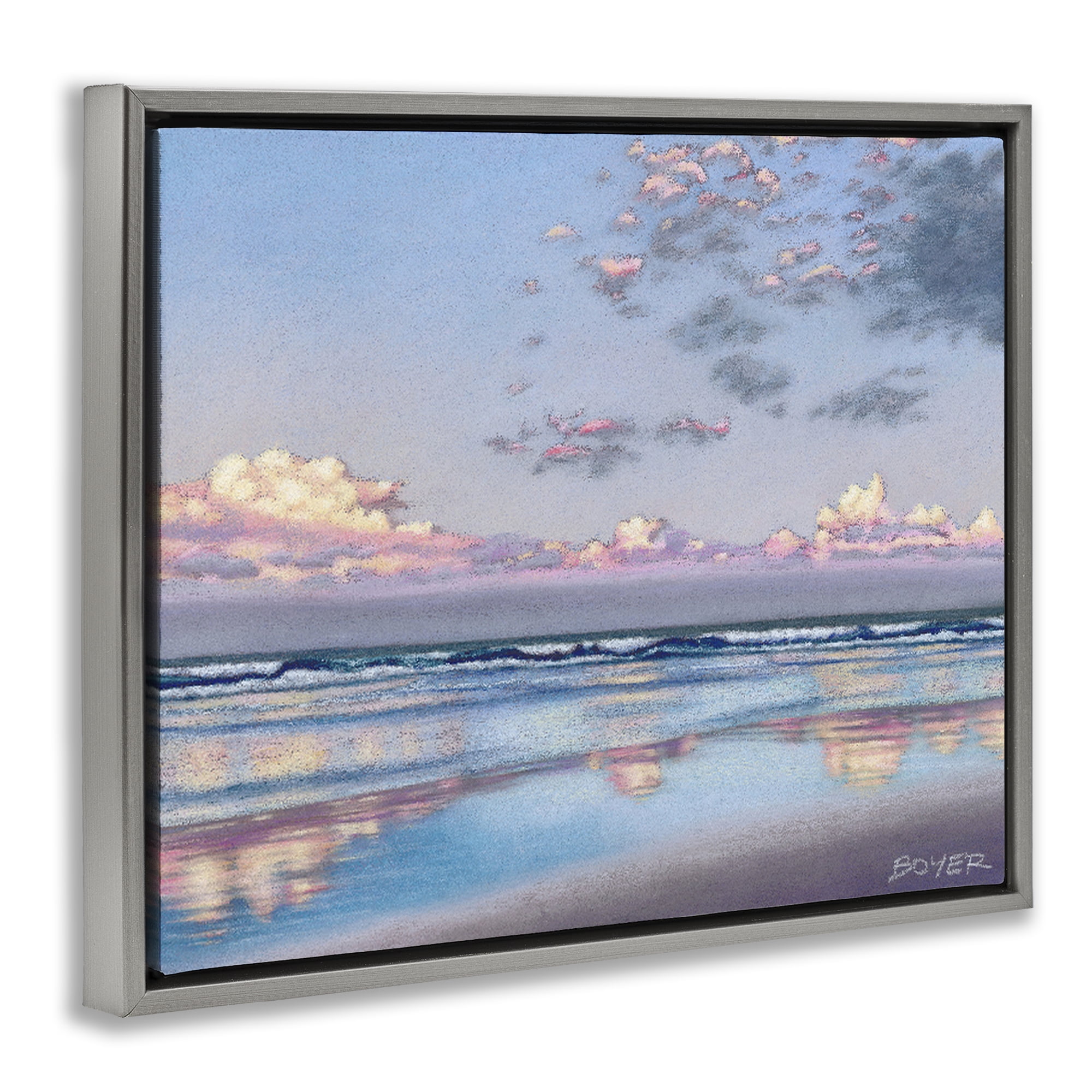 Stupell Industries Nature's Poetry Seascape Gray Framed Floater Canvas Wall Art, design by Susy Boyer