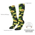 thumbnail image 4 of Xecao Fresh Avocado print thigh-high socks, crafted for both men and women with a stretchy, high-opaque design perfect for daily wear, 4 of 6