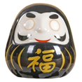 thumbnail image 2 of Figura decorativa de muñeca Daruma japonesa de cerámica blanca, regalo decorativo versátil. Negro, 2 of 9