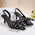 thumbnail image 5 of IWRICH Polka Dot Stilettos for Women Pointed Toe Slingback Pumps with Bow Elegant Wedding Party Casual Everyday Shoes Black 8, 5 of 9