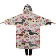 thumbnail image 2 of Oversized Wearable Blanket Hoodie,Dachshund and Flower Sherpa Blanket Hoodie with Super Pockets,Super Warm Fuzzy Pullover for Women & Men, 2 of 6