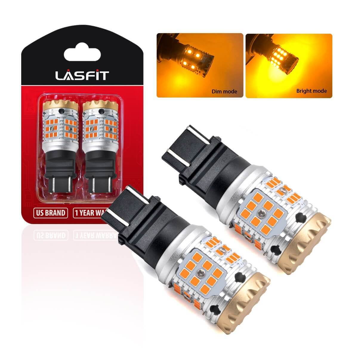 DRL Parking Light ONLY for Standard Socket LASFIT 3157 LED Bulb with Built-In Resistor 4057 3057 4157 Switchback Dual Anti Hyper Flash Amber for Front Turn Signal White for Daytime Running Light 