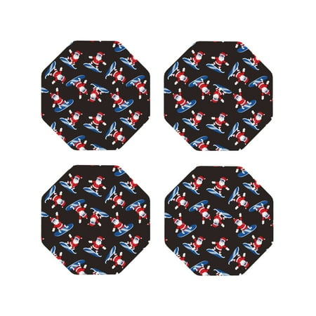 

Tideii Surfing Santa for Leather Coasters 4 Pieces Anti-fouling and Anti-scalding Decorative Coasters Suitable for Restaurants Kitchens Coffee Shops-Octagon
