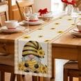 thumbnail image 5 of Sunflower Gnomes Table Runner 72 Inches, Summer Botanical Bee Yellow Plaid Rustic Bed Runner Dresser Scarves Tabletop for Indoor Outdoor Parties/Ceremony/Banquet, 18" x 72", 5 of 9
