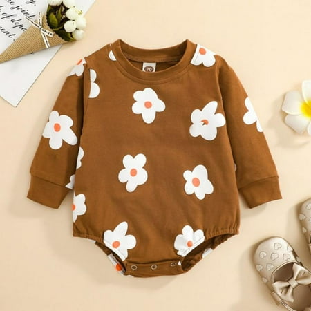 

0-24M Sweater Romper Toddler Girl Durable Flower Fashion Flower Print Cotton