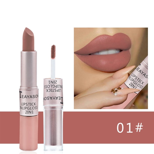 Ganfancp Brillo de Labios Mate de Doble Cabezal 2 En 1 12 Colores