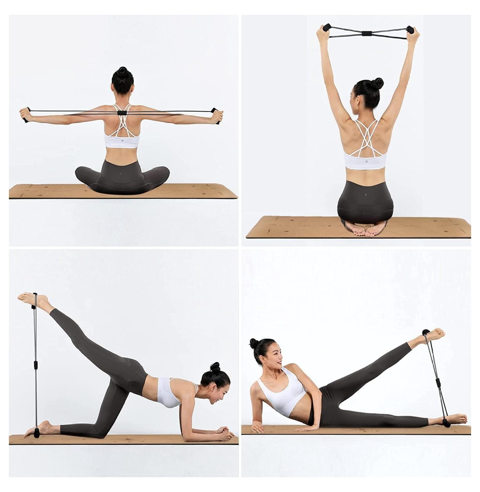 Cork Yoga Mat 6mm Thick - Non Slip Yoga Mat with Alignment Lines, Eco Friendly TPE Foam, Pilates Mat for Hot Yoga, Gym & Exercise - Includes Carrying Bag & Resistance Band