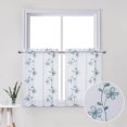 thumbnail image 1 of Cortinas pequeñas blancas transparentes con bordado floral para baño, semitransparentes, de 114 cm de largo, con bolsillo para barra, 66 cm de ancho x 114 cm de largo, 2 paneles, 1 of 8