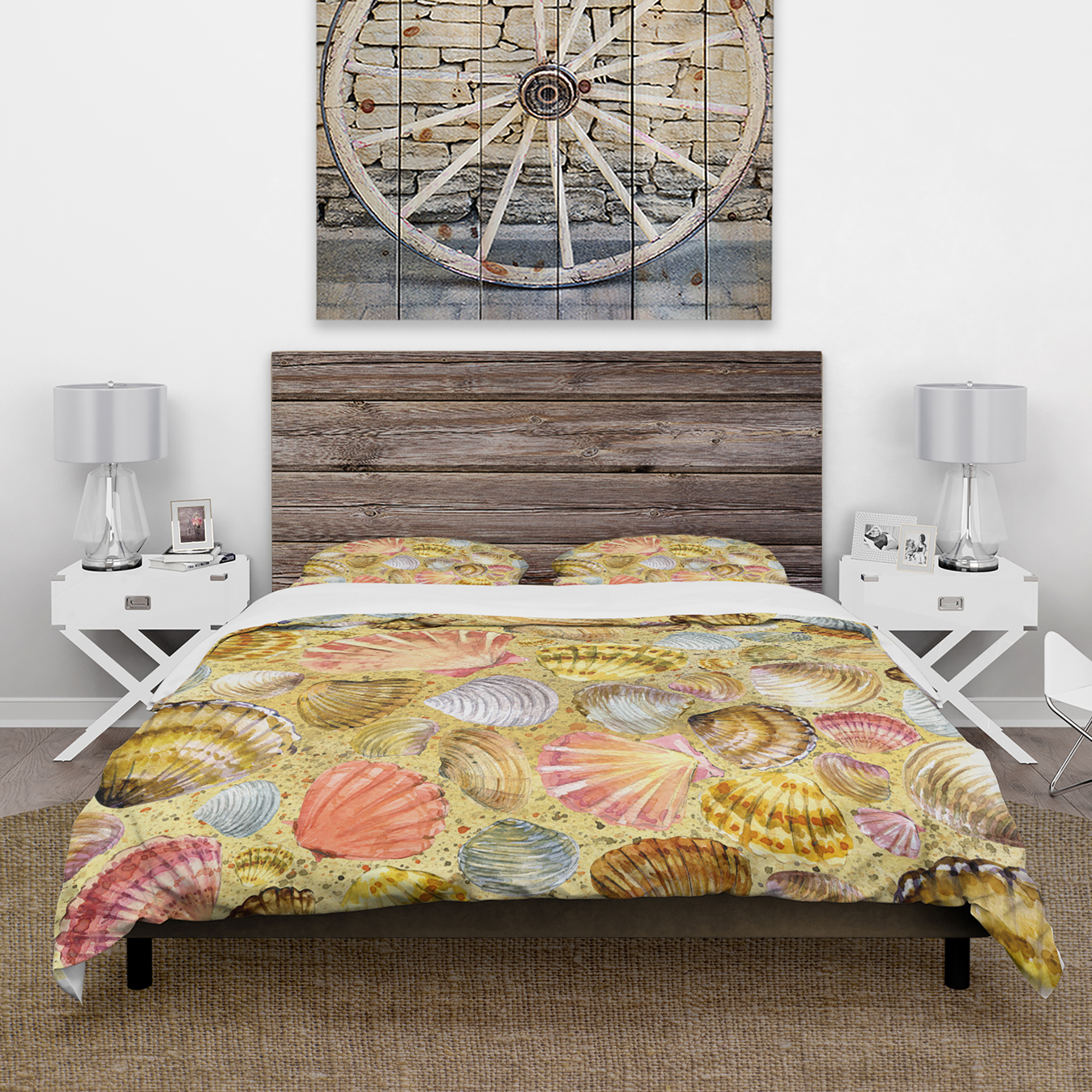 Designart 'Seashell and Sea Sand' Coastal Duvet Cover Set