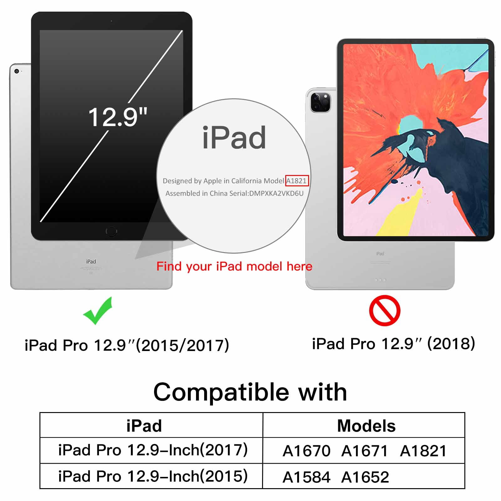 JETech Case for iPad Pro 12.9 Inch (2015/2017 Model, 1st/2nd Generation) with Pencil Holder, Slim Tablet Cover with Soft TPU Back, Auto Wake/Sleep (Misty Blue)