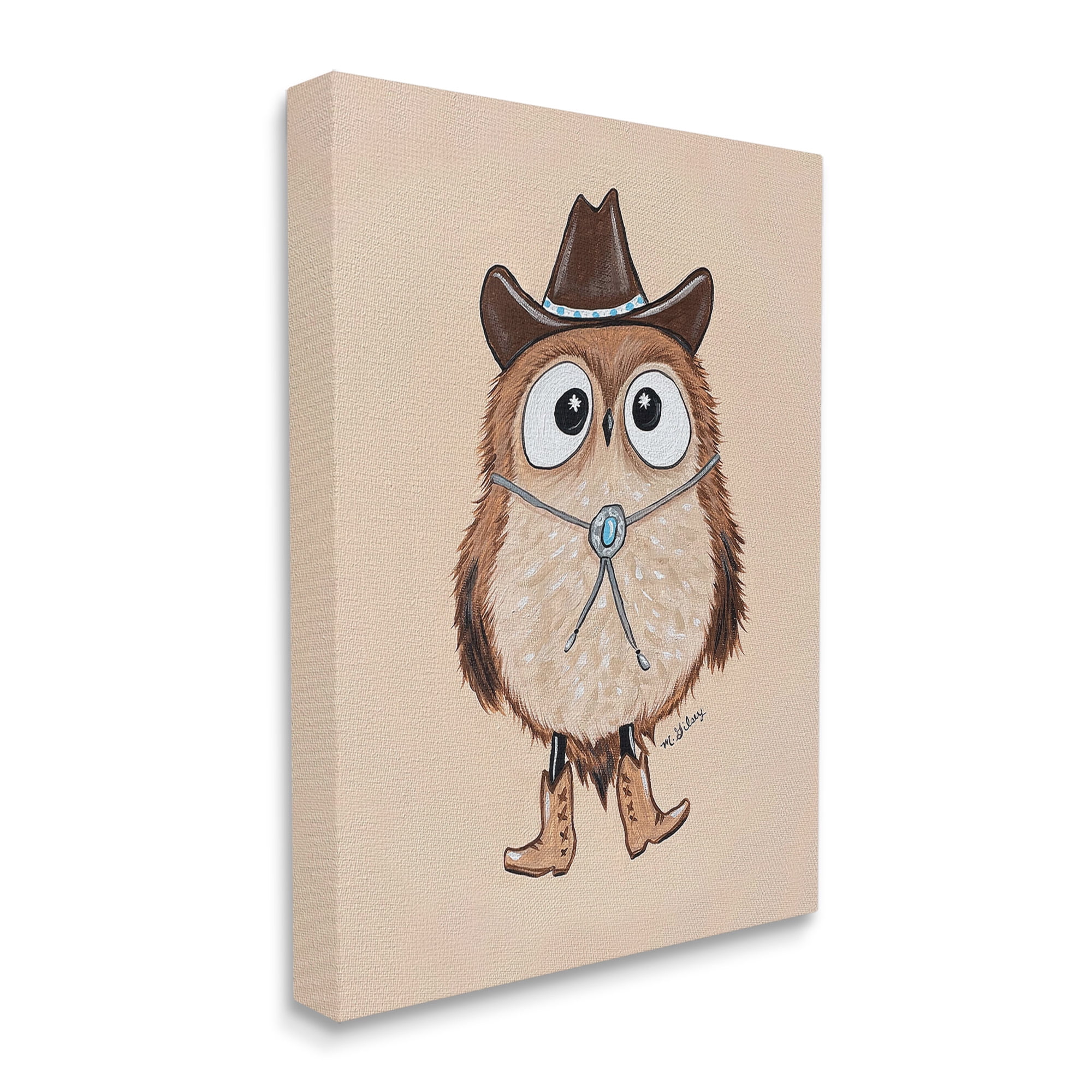 Stupell Industries Southwestern Cowboy Owl Animals & Insects Painting Gallery Wrapped Canvas Art Print Wall Art, 30 x 40