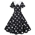thumbnail image 5 of Cavosen 50s Dresses for Women Vintage Short Sleeve Dresses Casual Retro Polka Dots Midi Tea Dress Knee Length Party Dress V-Neck Shawl Collar A Line Cocktail Dress Evening Prom Gown, 5 of 7