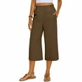 thumbnail image 2 of Lenpel Capri Pants for Women Elastic High Waisted Pull on Side Split Wide Leg Cropped Pants Dressy Casual Palazzo Capris, 2 of 7