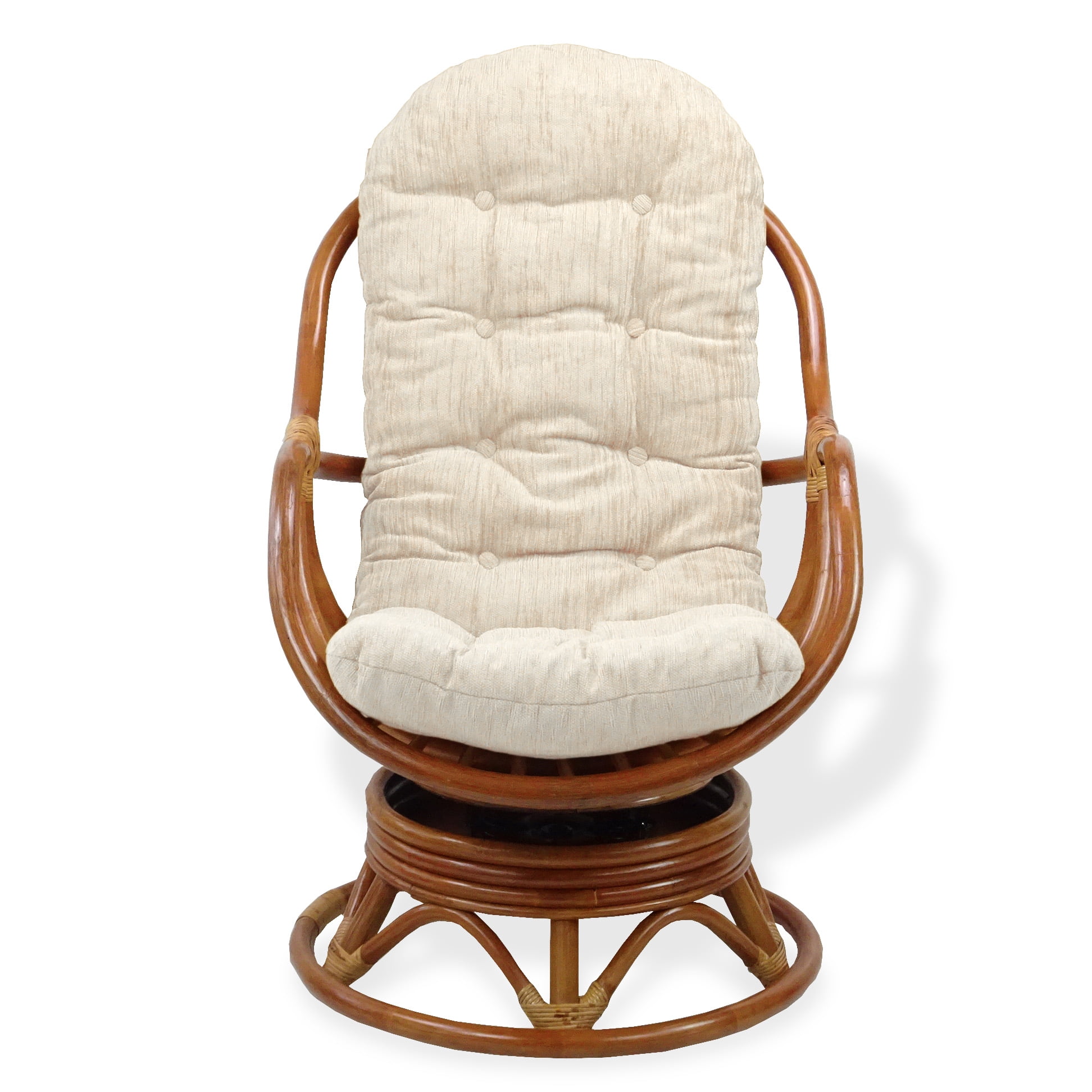 SK New Interiors Bali Lounge Swivel Rocking Chair Rattan Wicker Handmade, Colonial Color