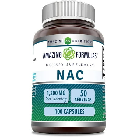 Amazing Formulas NAC (N-Acetyl Cysteine) - 1200mg Per Serving 100 Capsules | Non-GMO | Gluten Free | Made in USA
