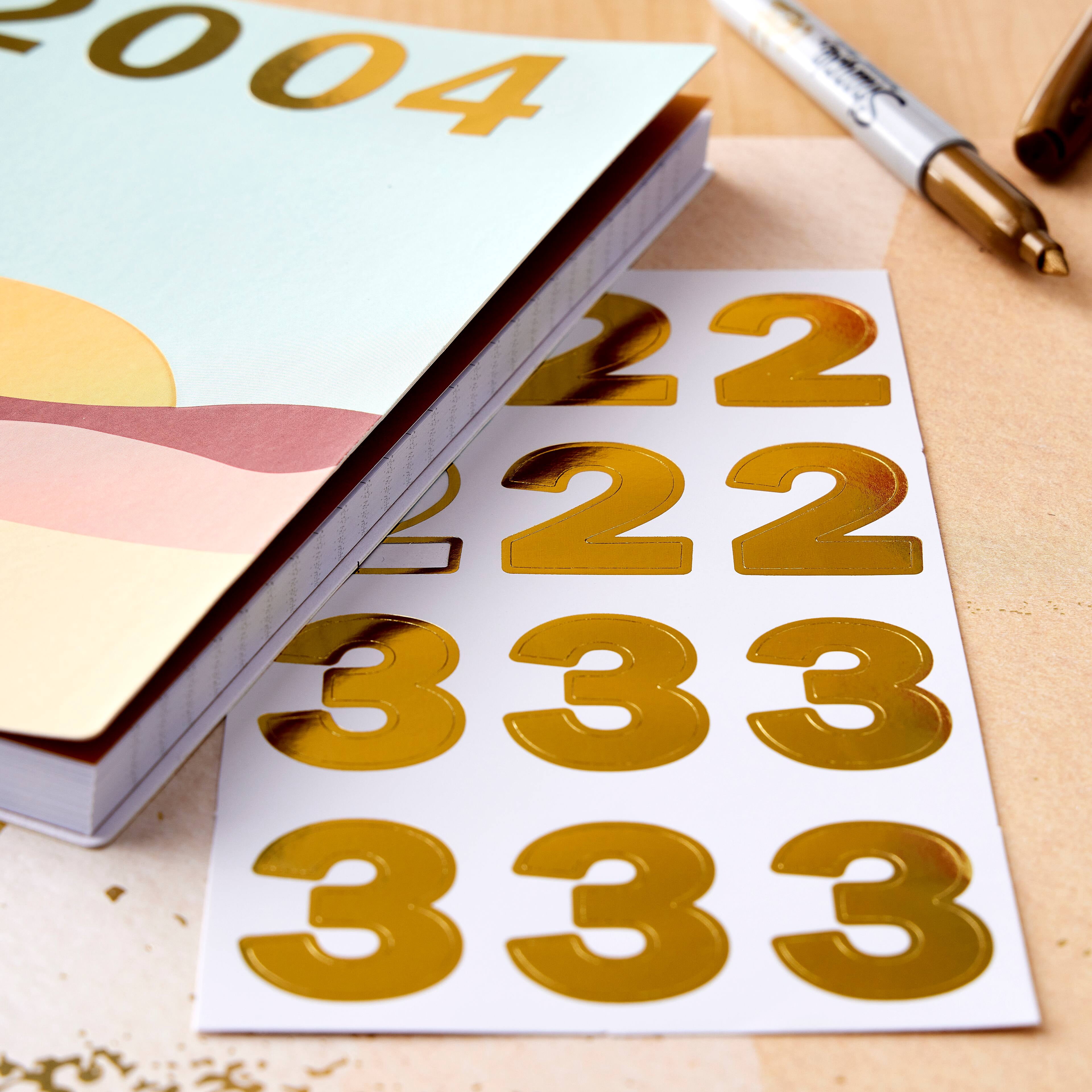 Recollections Gold Foil Number Stickers, 12 Pack