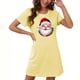 thumbnail image 1 of Camisón corto navideño para mujer, talla grande, cuello redondo, manga corta, estampado en el pecho, vestido de noche para mujer, 1 of 3