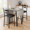 thumbnail image 3 of Bar Table Set of 2 with 3 Storage Shelves, Extendable Dining Table with 2 Cushioned Chairs, Small 3Pcs Counter Height Table Set for Kitchen, Coffee Shop, Grey, 3 of 8
