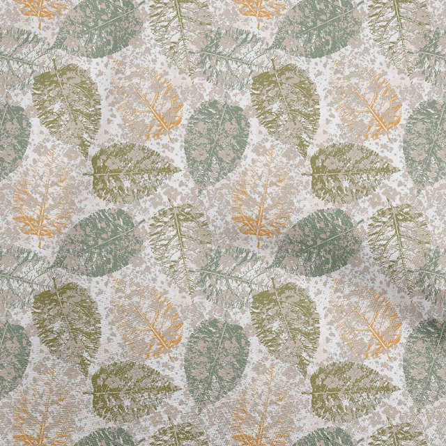 oneOone Velvet Olive Green Fabric Leaves Craft Projects Decor Fabric Printed By The Yard 58 Inch Wide