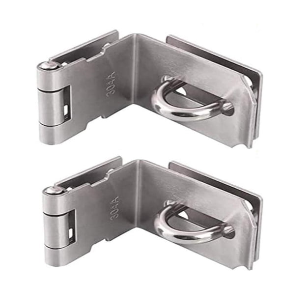 Right Angle Padlock (2 Packs) Security Door Buckle Fasteners Latch Padlock Stainless Steel Brushed Steel Latch