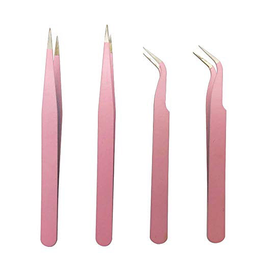 Craft etc for Diamond painting Laboratory Work Diamond painting tools,Upgraded Anti-Static Stainless Steel Curved of Tweezers Electronics 4PCS Precision Tweezers Set Soldering Jewelry-Making