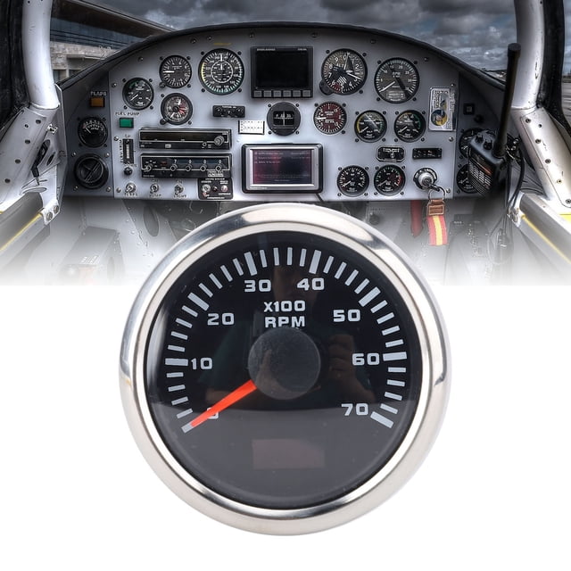 52mm Tachometer Gauge 7000RPM, 2in Boat Speedometer with 7 Color Backlight, RPM Hourmeter for Truck Tractor Car RV, Suitable with Speed Ratio From 1.0 to 360