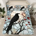 thumbnail image 2 of jejeloiu Black Raven Bed Sheets,Stained Glass King Sheets,Red Berry Sheet Set For Boys Kids,Ultra Soft Home Decor,4 Pieces, 2 of 7