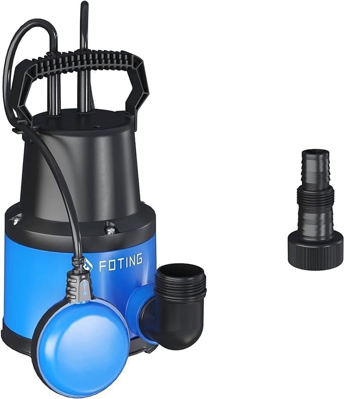 1/2HP Sump Pump Submersible，2535 GPH Water Pump with Float Switch，Portable Submersible Water Pump for Pool Draining