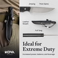 thumbnail image 6 of Kova Nomad Fixed-Blade Knife – 3″ Drop-Point High-Carbon Stainless Steel, Full-Tang, G10 Handle, Leather Sheath – 7.25″ Overall – 3.6 oz, 6 of 8
