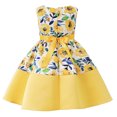 thumbnail image 4 of Kids Girls Stylish Trendy Dress Sleeveless Pageant Birthday Floral Cute Prints Bowknot Gown Princess Fancy Sweet Party Sundress Breathble A-line Holiday Dresses, 4 of 9