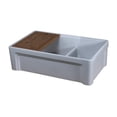 thumbnail image 3 of Tosca Farmhouse Fireclay 33" Double Bowl Kitchen Sink with Grid, Cutting-Board and Strainer in White, 3 of 7