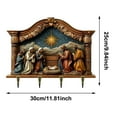 thumbnail image 3 of 2D Wooden Key Holder Wall Mount, 2D Flat Nativity Wooden Towel Key Hooks, Rustic Farmhouse Religious Wall Coat Hanger Hooks with 4 Hooks, Decorative Coat Rack for Entryway Hallway Bathroom, 3 of 5