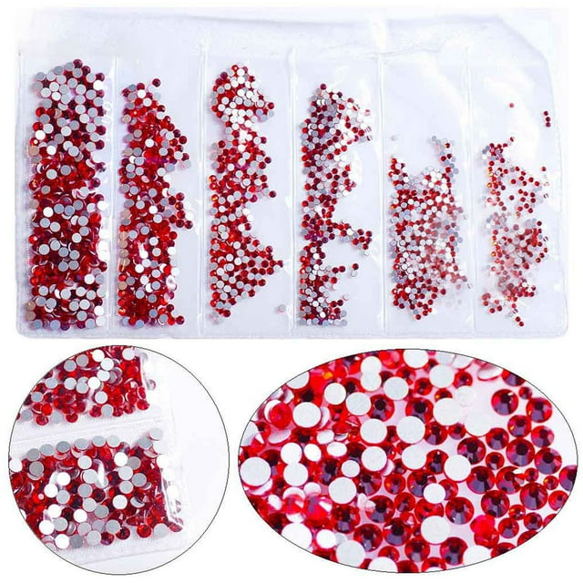 Deals! Gspmoly Nail Art Kit, Nail Crystals Art Rhinestones Round Beads Flatback Glass Stones 6 Sizes for Nails Decoration Makeup Clothes Shoes Nail Art Tools Set